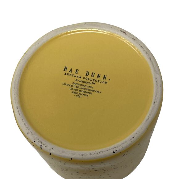 Rae Dunn Farmhouse Easter Spring Yellow Speckled TWEET JAR Ceramic Jar And Lid - Picture 4 of 6